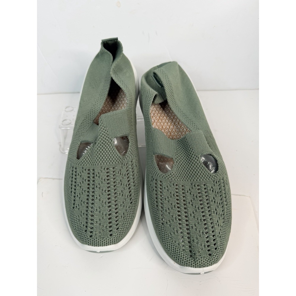 Green Knit Mesh Slip-On Flats Breathable Soft Sole Comfort Shoes Women EU 43 (11